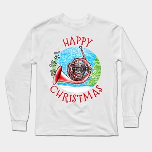 Christmas French Horn Hornist Brass Musician Xmas 2022 Long Sleeve T-Shirt